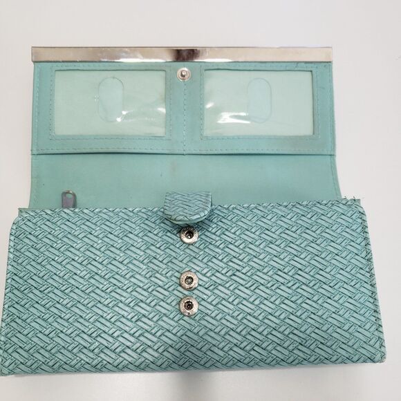 Woven Print Light Teal Woman's Wallet, Approx. 8 x 4 - Picture 2 of 7